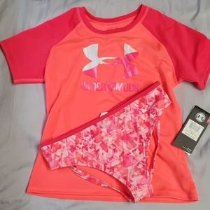 NWT Under armour kids coral beach upf surf shirt